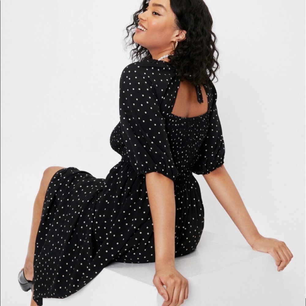 Plus Size Shirred Tie Back Maxi Dress